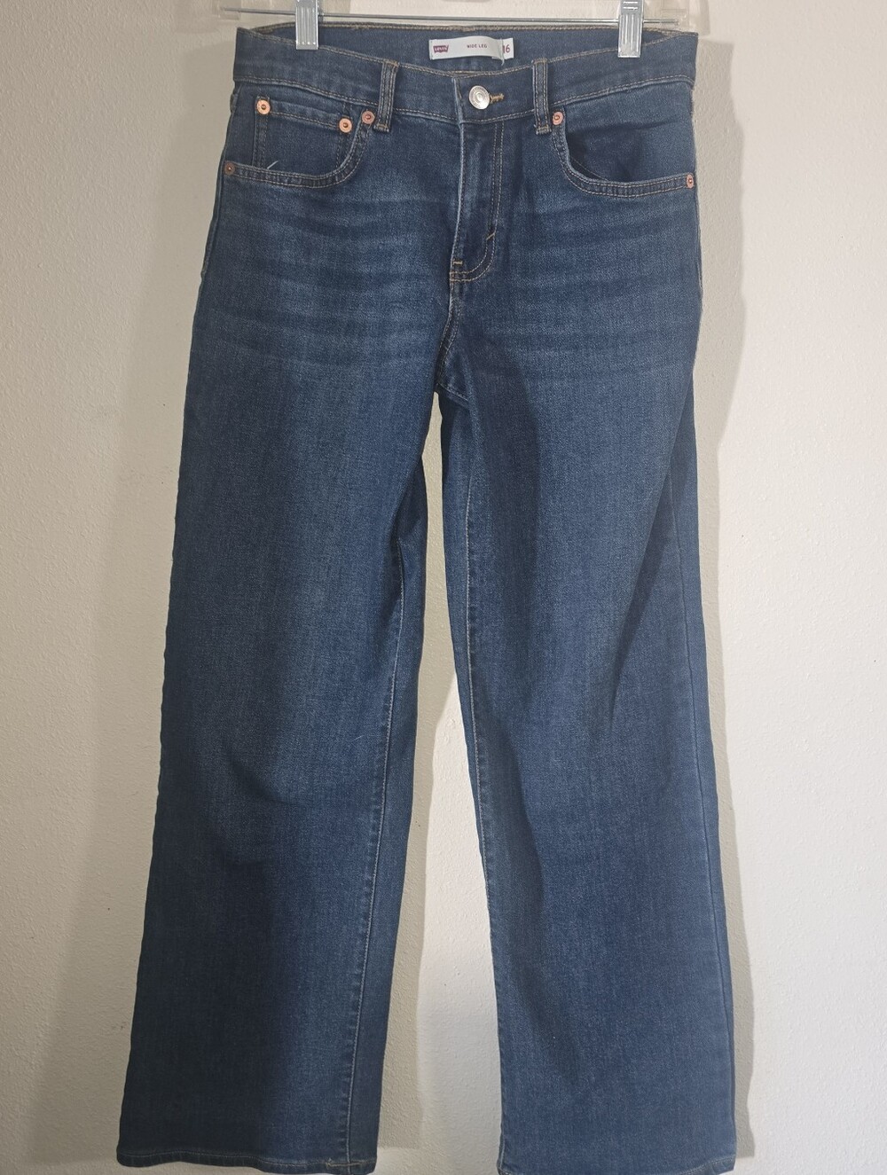 Levis Girls Dark Blue Wide-Leg Jeans Sz 16